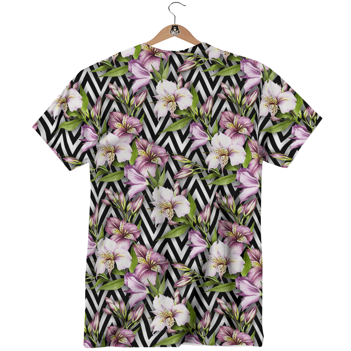 Zigzag Alstroemeria Purple Print Pattern T-Shirt-grizzshop