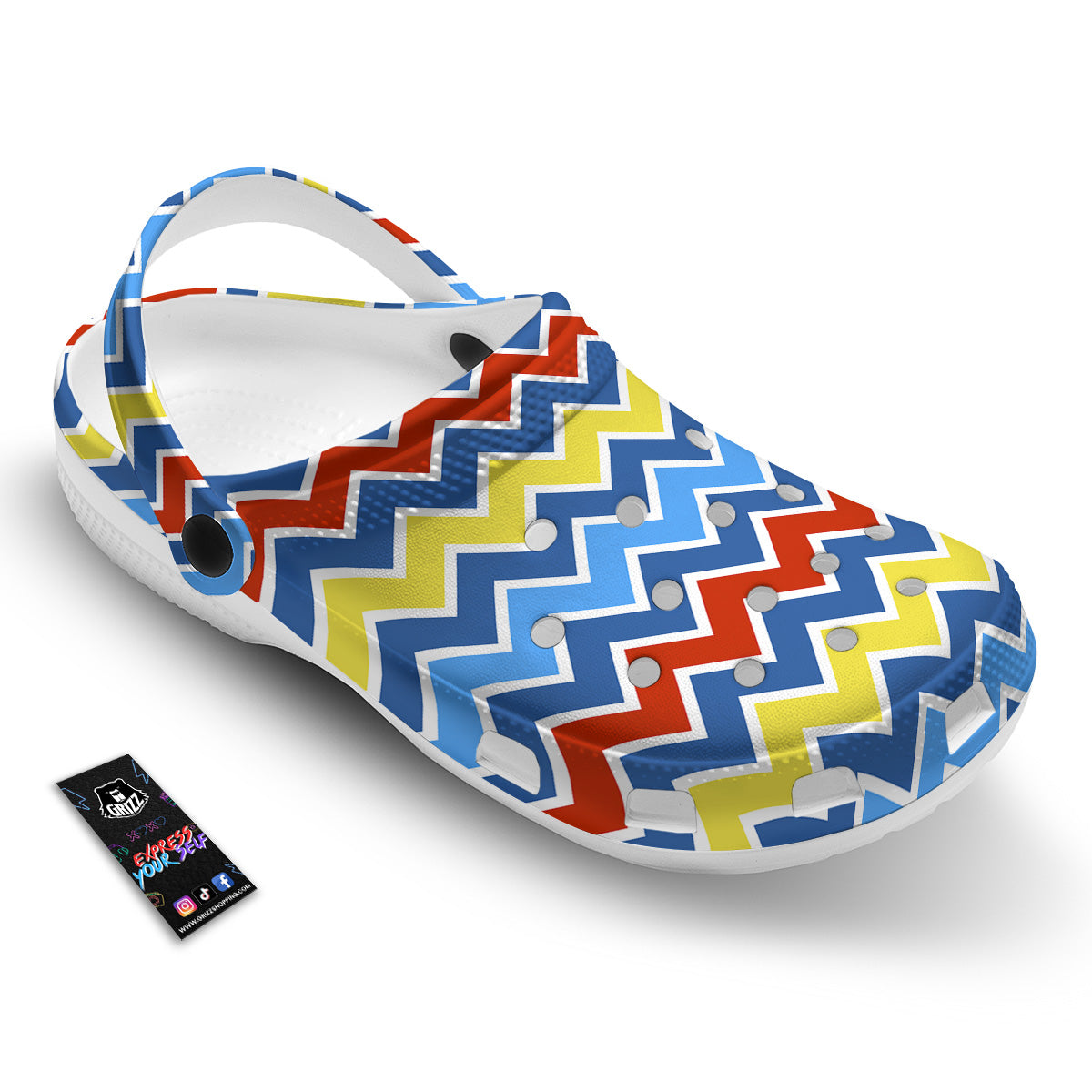 Zigzag Autism Awareness Color Print Pattern Clog-grizzshop