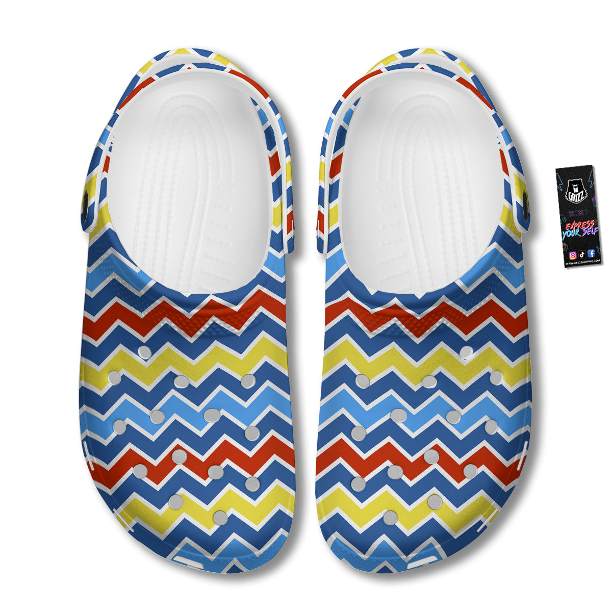 Zigzag Autism Awareness Color Print Pattern Clog-grizzshop
