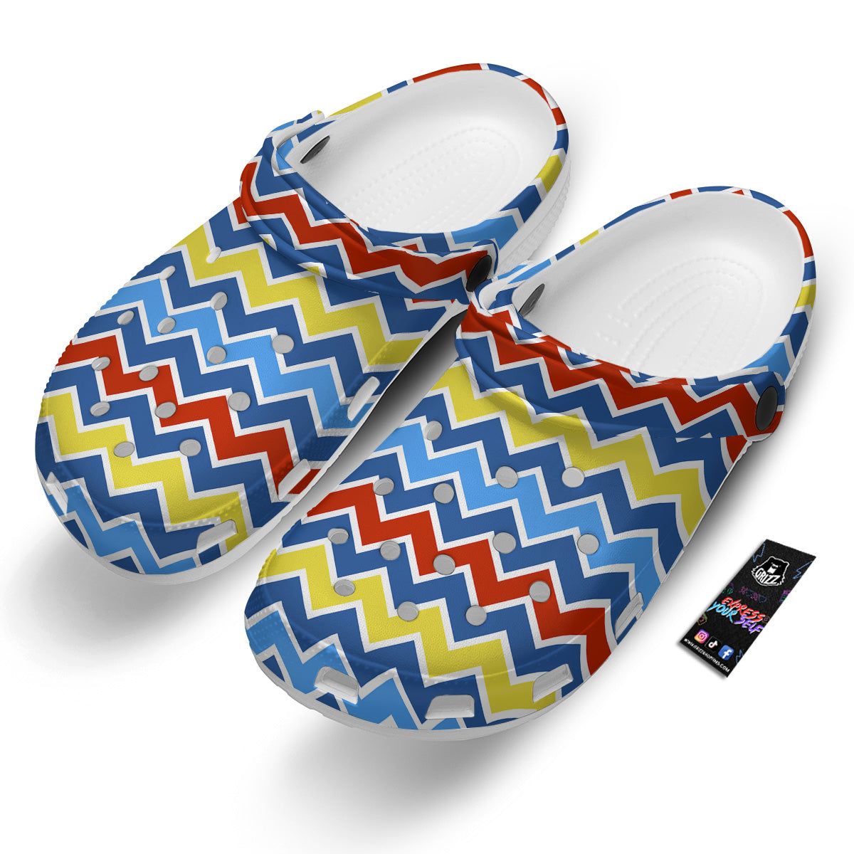 Zigzag Autism Awareness Color Print Pattern Clog-grizzshop