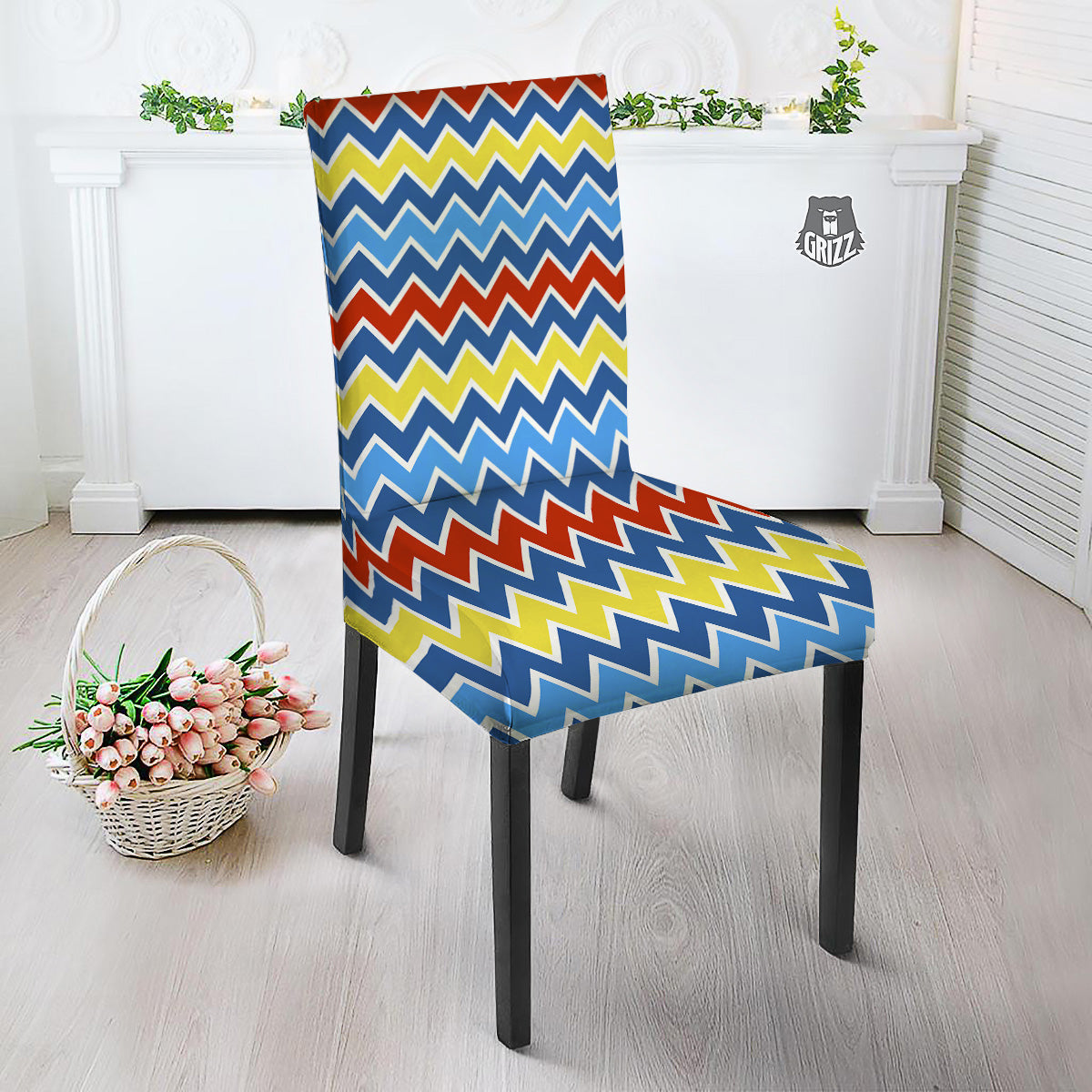 Zigzag Autism Awareness Color Print Pattern Dining Chair Slipcover-grizzshop