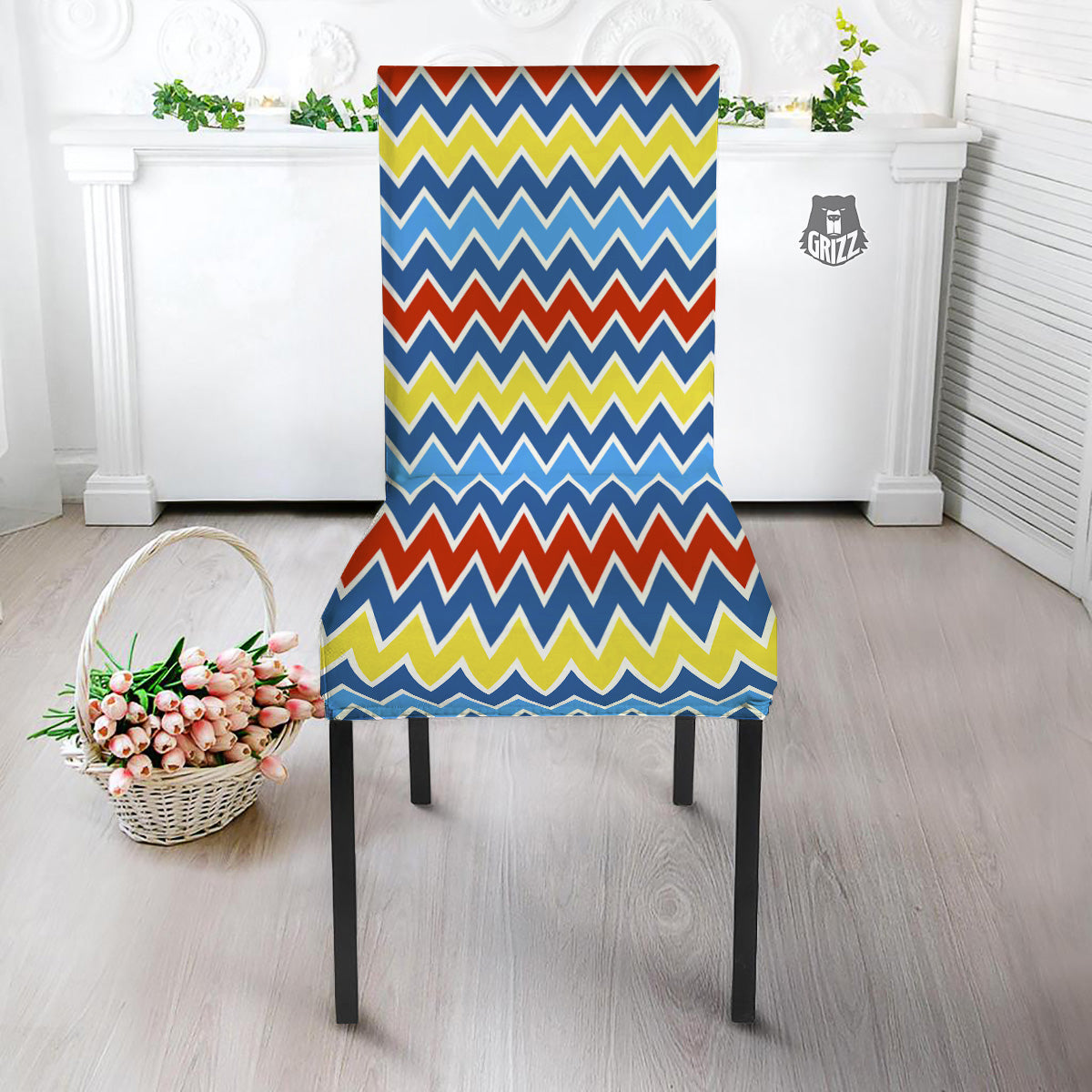 Zigzag Autism Awareness Color Print Pattern Dining Chair Slipcover-grizzshop