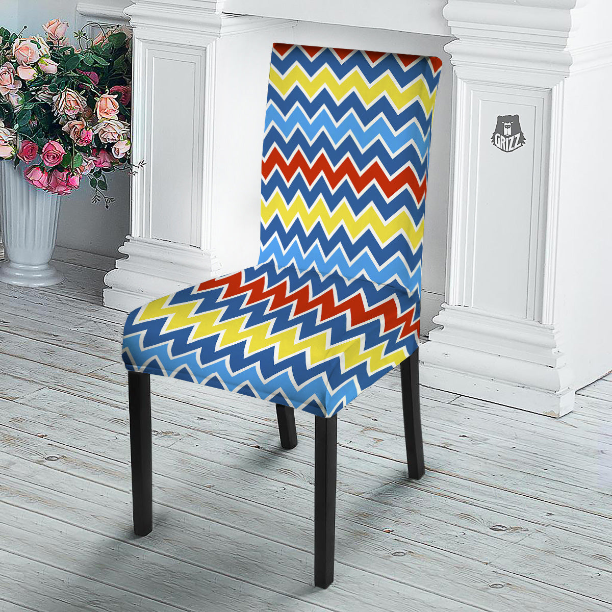 Zigzag Autism Awareness Color Print Pattern Dining Chair Slipcover-grizzshop