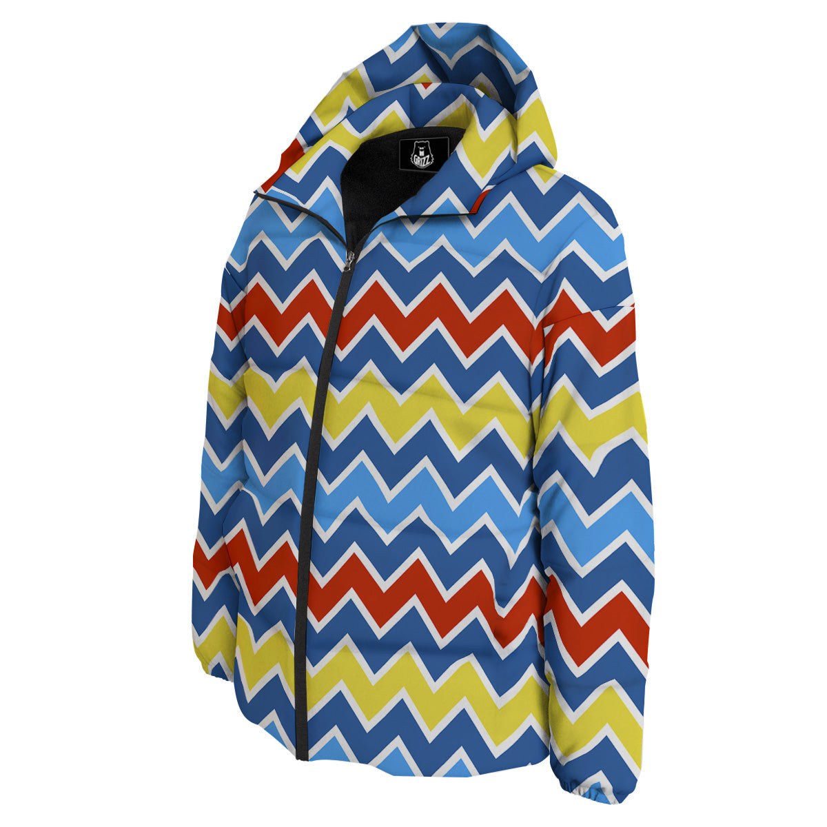 Zigzag Autism Awareness Color Print Pattern Down Jacket-grizzshop