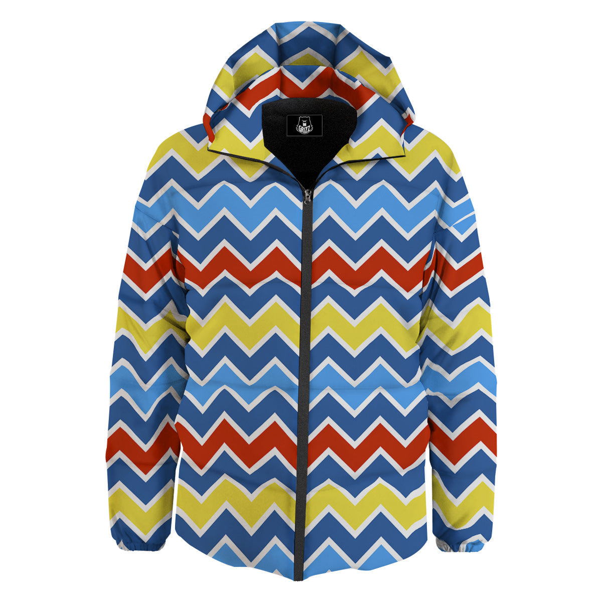 Zigzag Autism Awareness Color Print Pattern Down Jacket-grizzshop