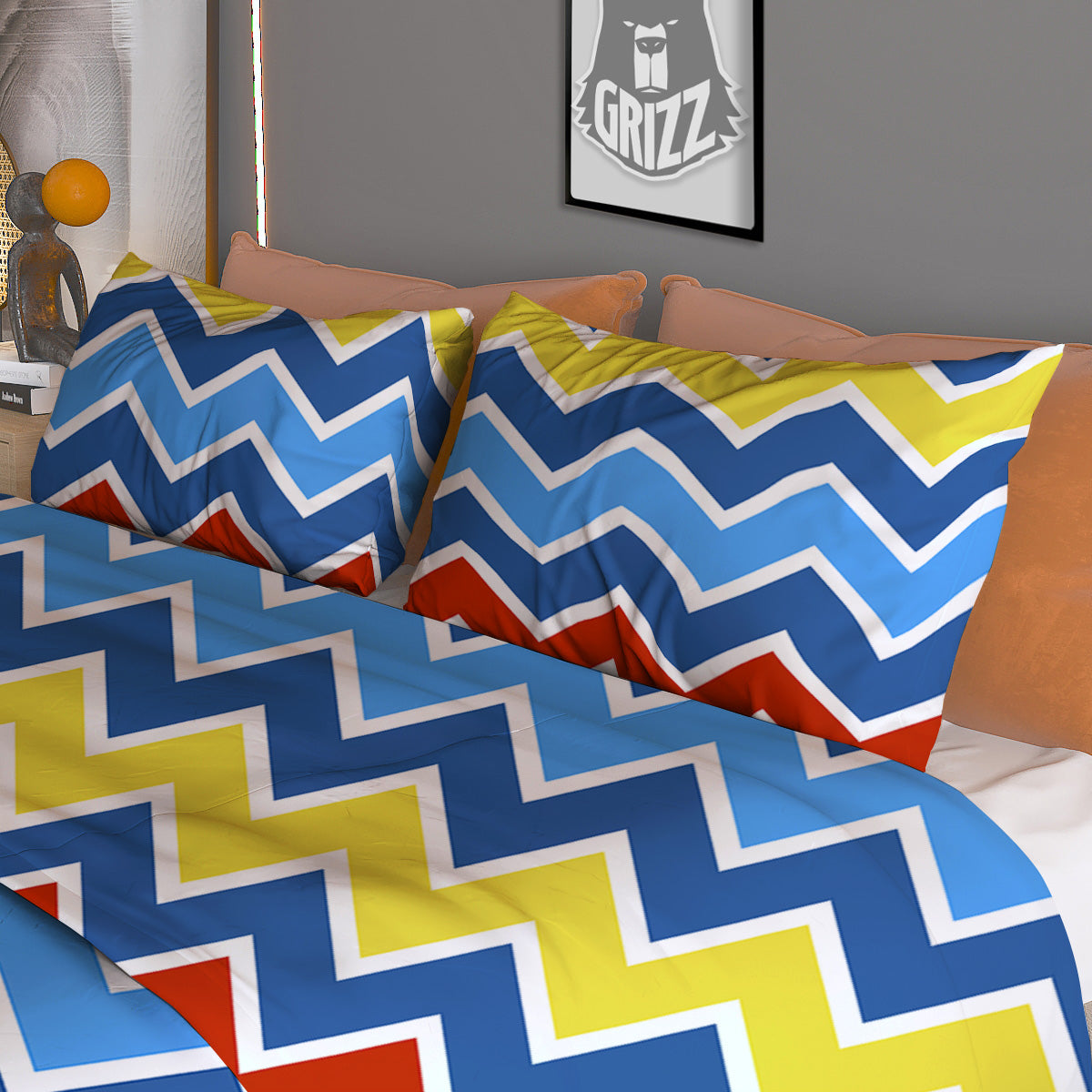 Zigzag Autism Awareness Color Print Pattern Duvet Cover Bedding Set