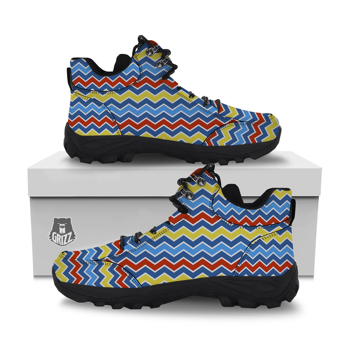 Zigzag Autism Awareness Color Print Pattern Hiking Shoes-grizzshop