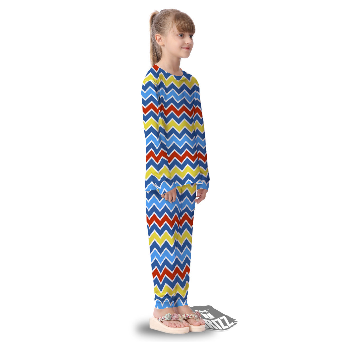 Zigzag Autism Awareness Color Print Pattern Kid's Pajamas-grizzshop