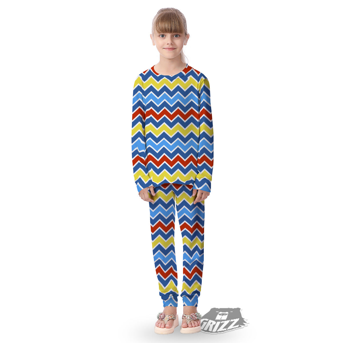 Zigzag Autism Awareness Color Print Pattern Kid's Pajamas-grizzshop