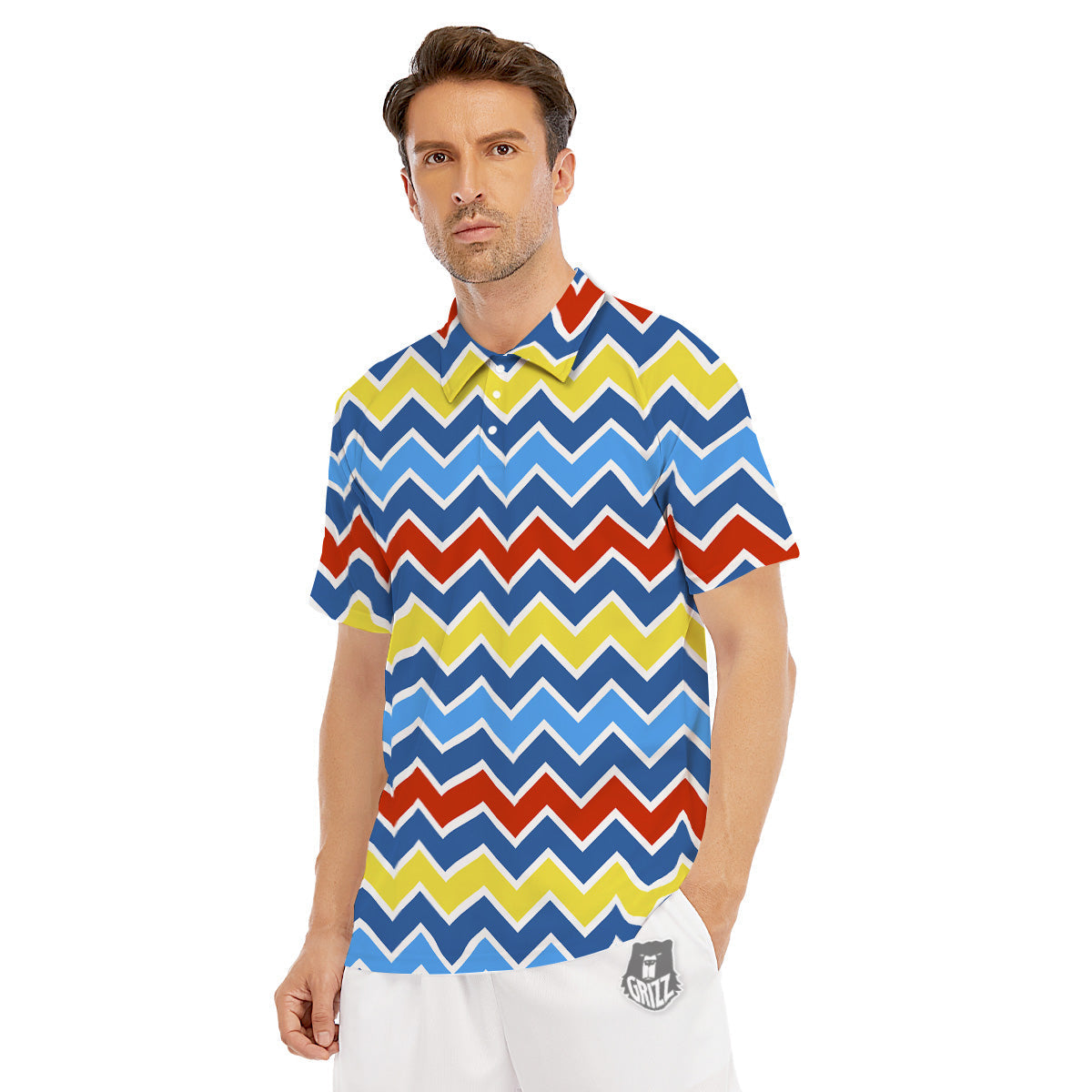 Zigzag Autism Awareness Color Print Pattern Men's Golf Shirts-grizzshop