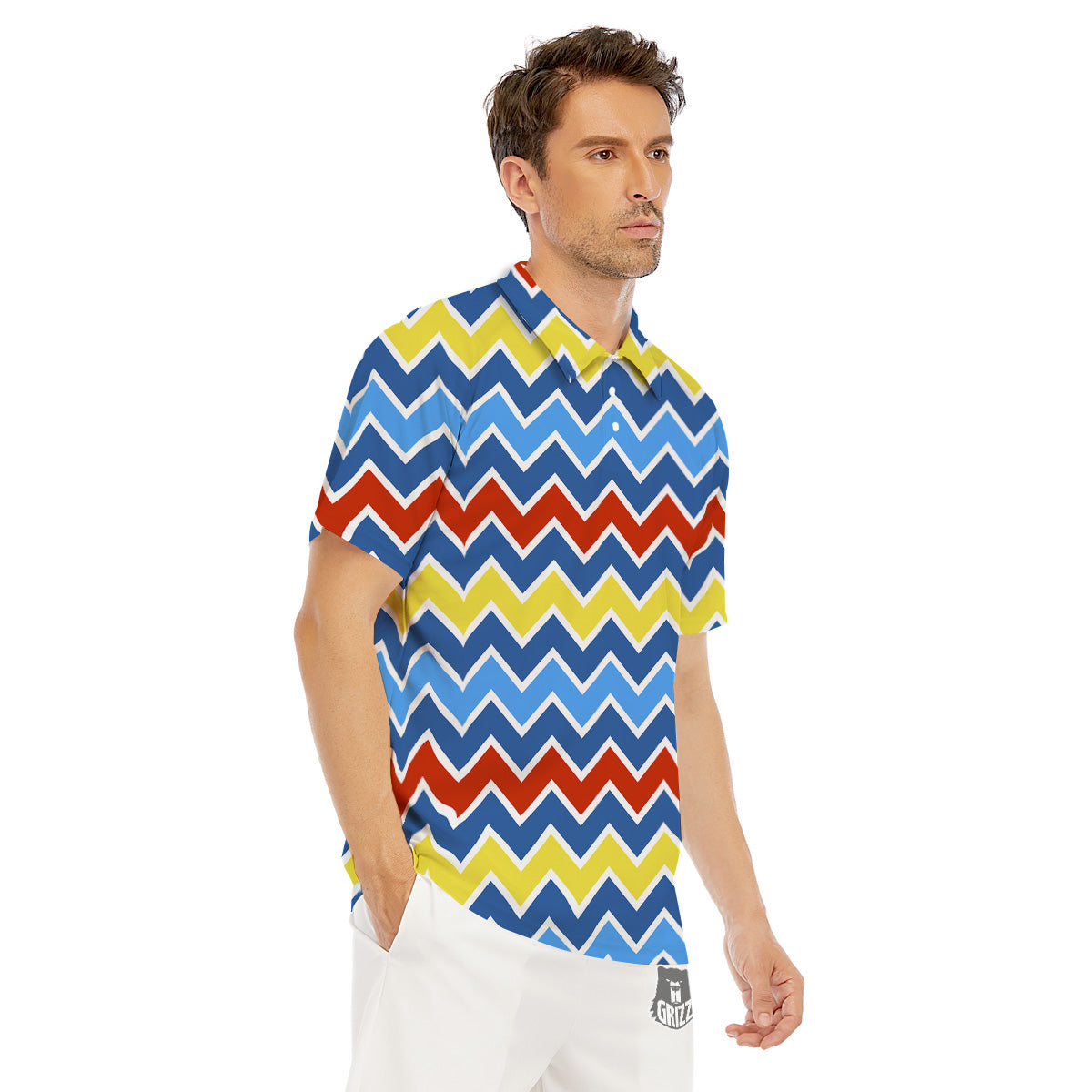 Zigzag Autism Awareness Color Print Pattern Men's Golf Shirts-grizzshop