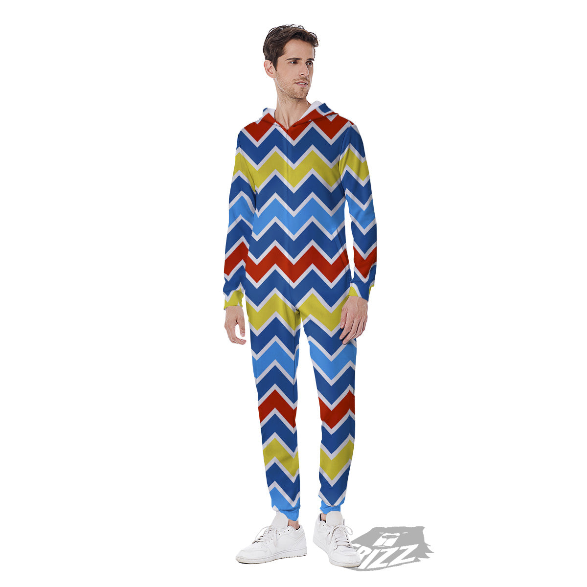 Zigzag Autism Awareness Color Print Pattern Men's Jumpsuit-grizzshop