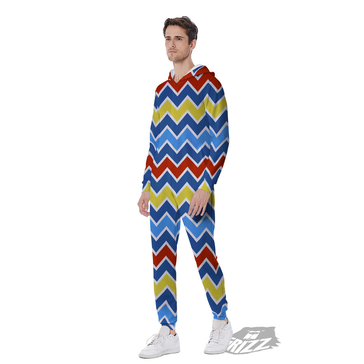 Zigzag Autism Awareness Color Print Pattern Men's Jumpsuit-grizzshop