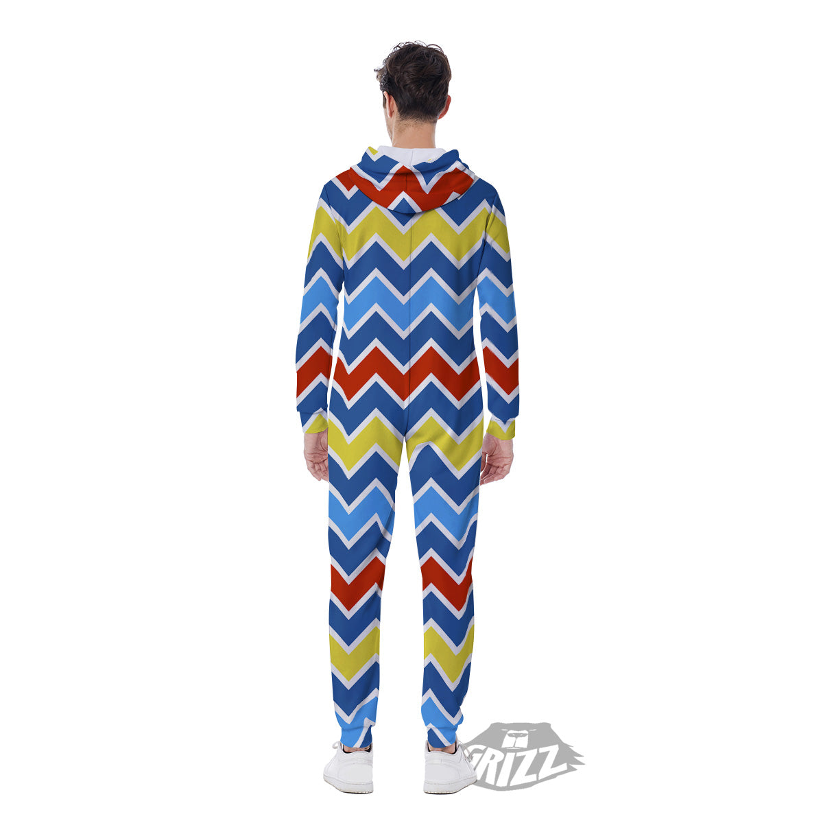 Zigzag Autism Awareness Color Print Pattern Men's Jumpsuit-grizzshop