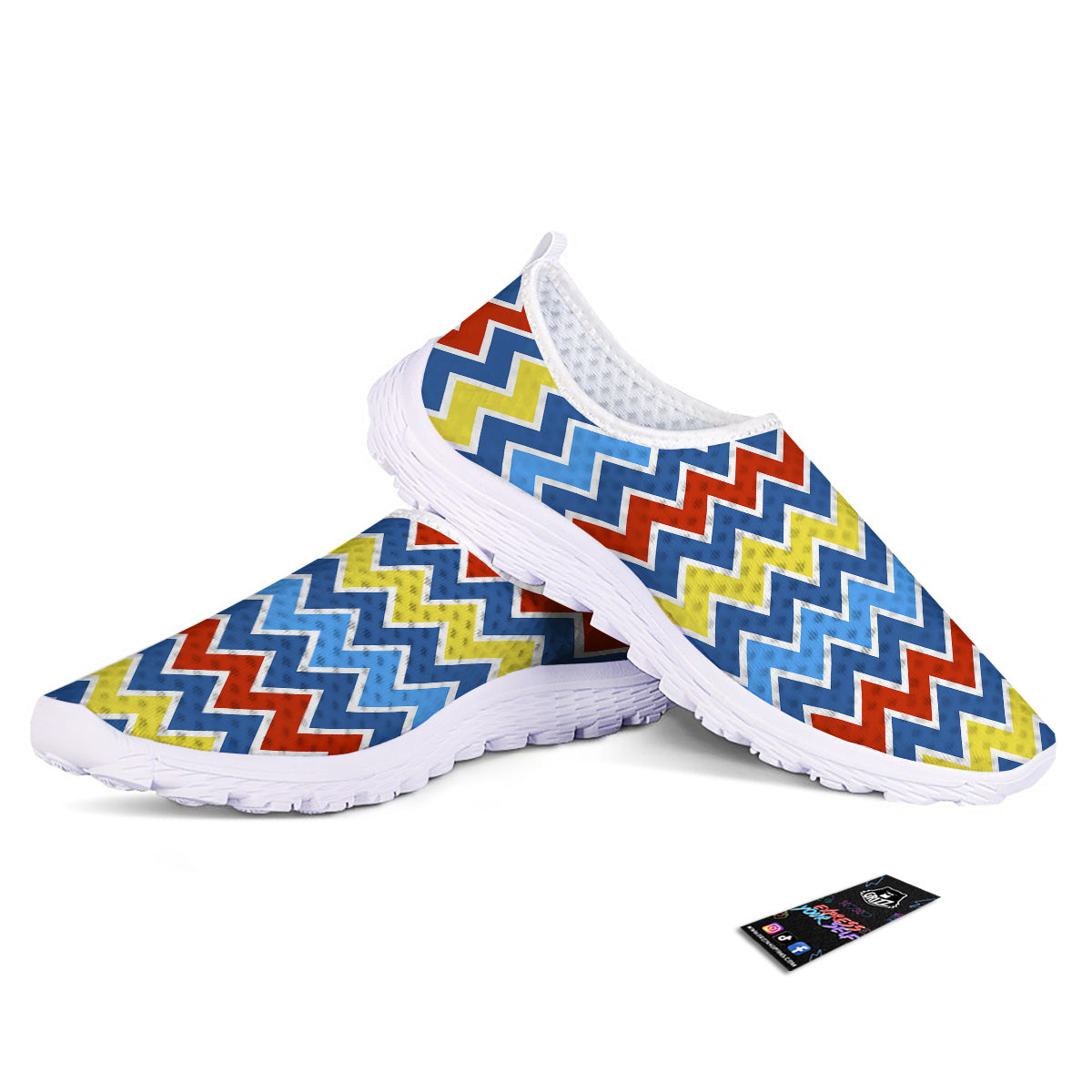 Zigzag Autism Awareness Color Print Pattern Nurse Shoes-grizzshop