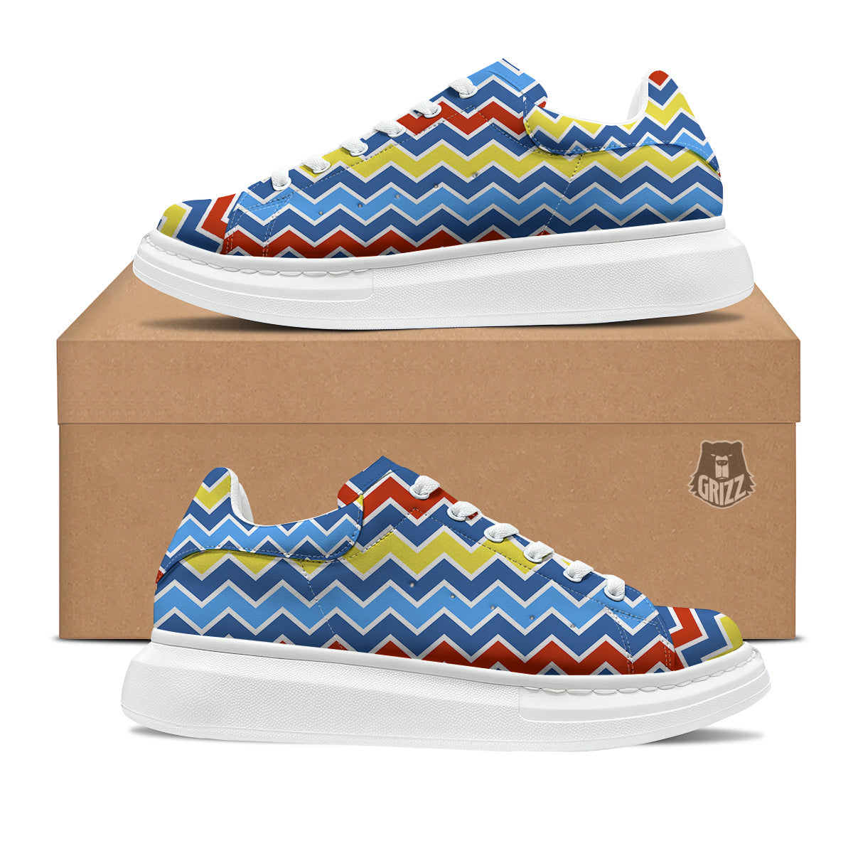 Zigzag Autism Awareness Color Print Pattern Platform Shoes-grizzshop