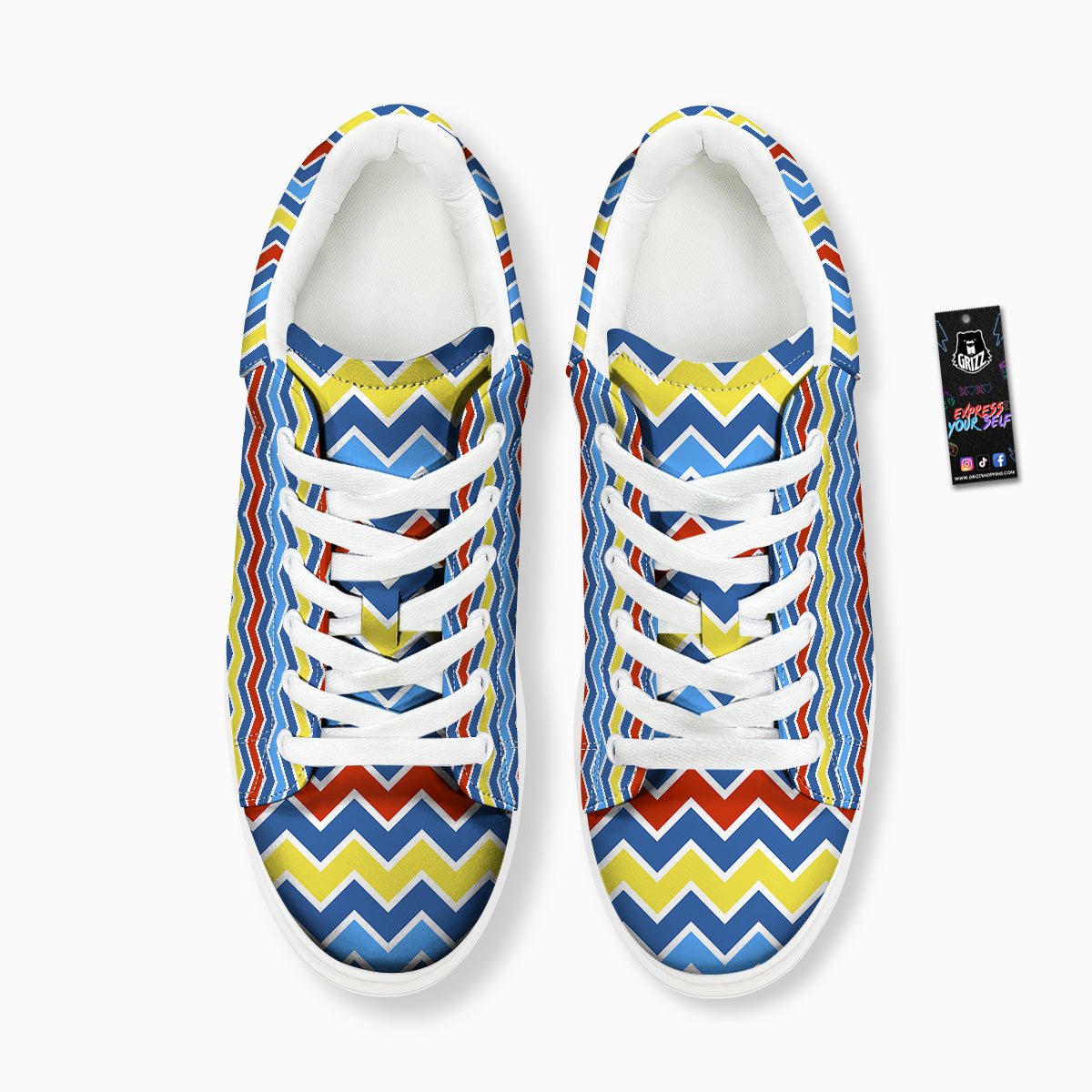 Zigzag Autism Awareness Color Print Pattern Platform Shoes-grizzshop