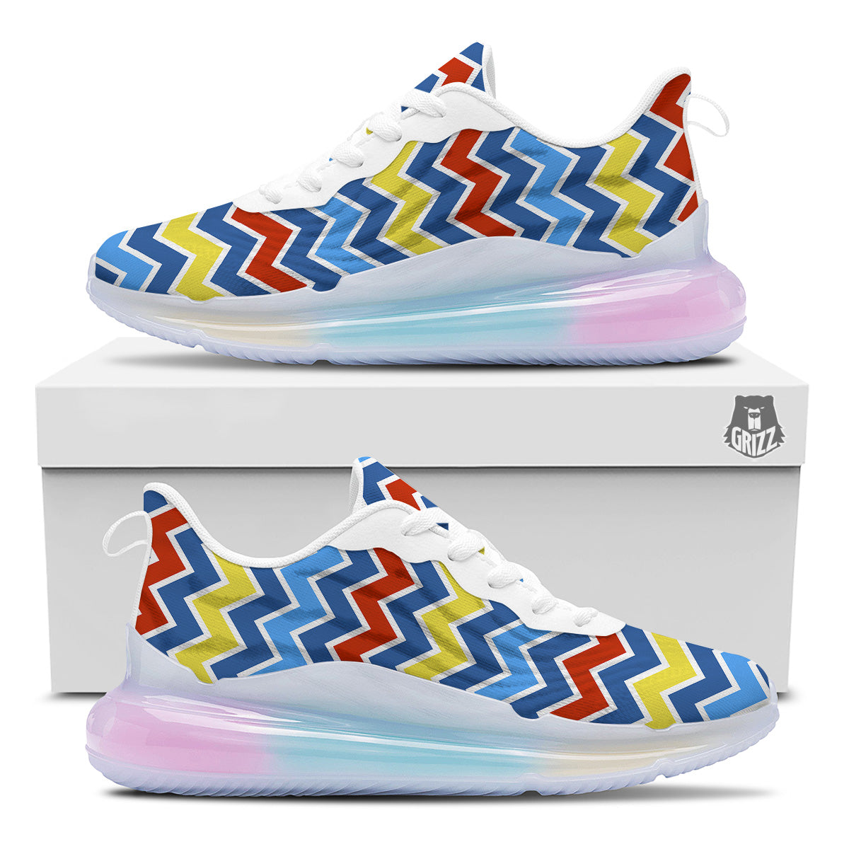 Zigzag Autism Awareness Color Print Pattern Running Sneakers-grizzshop