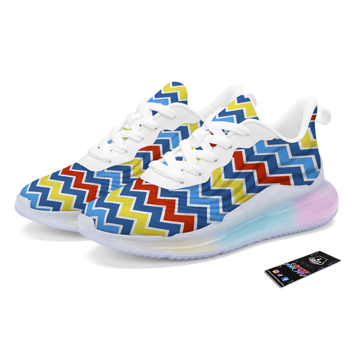 Zigzag Autism Awareness Color Print Pattern Running Sneakers-grizzshop
