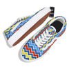 Zigzag Autism Awareness Color Print Pattern Skate Shoes-grizzshop