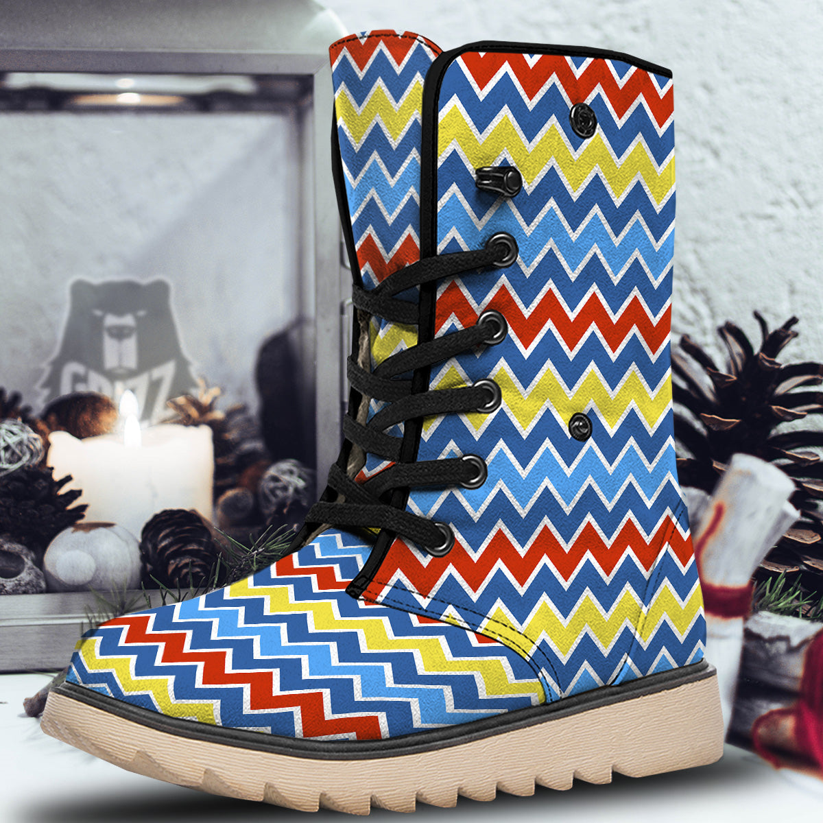 Zigzag Autism Awareness Color Print Pattern Snow Boots-grizzshop