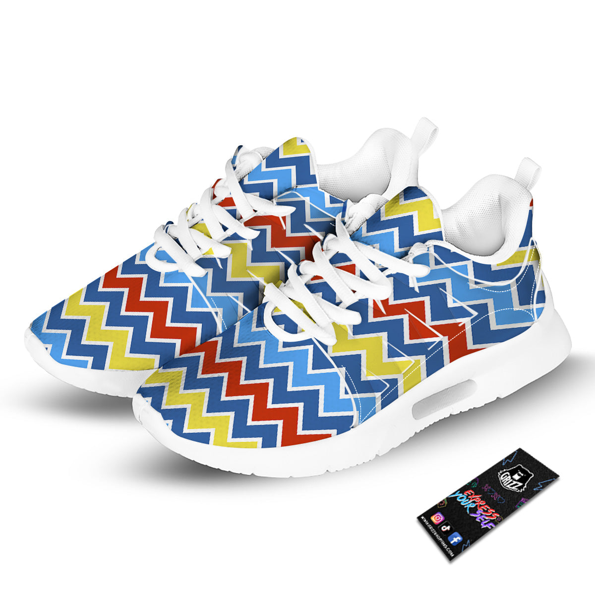 Zigzag Autism Awareness Color Print Pattern Tennis Shoes-grizzshop