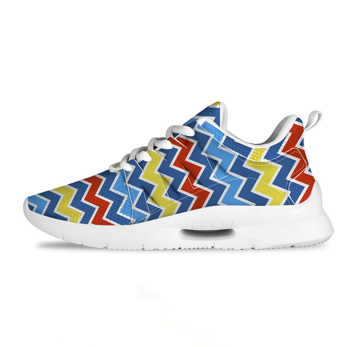 Zigzag Autism Awareness Color Print Pattern Tennis Shoes-grizzshop