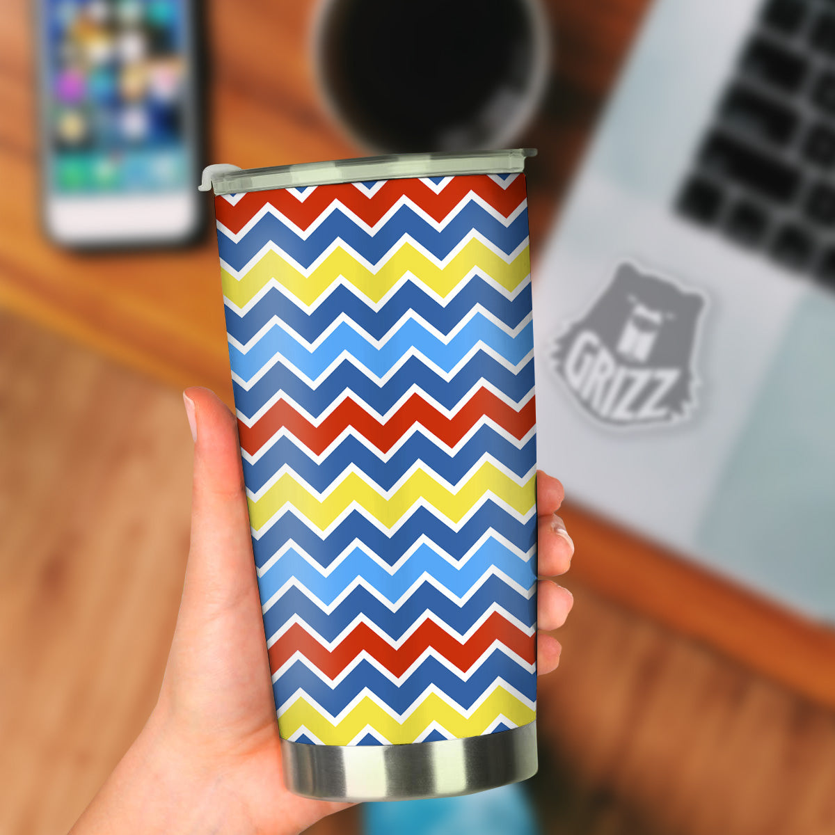 Zigzag Autism Awareness Color Print Pattern Tumbler-grizzshop