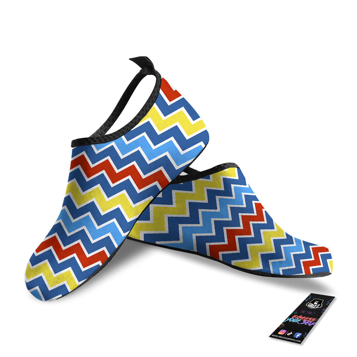 Zigzag Autism Awareness Color Print Pattern Water Shoes-grizzshop