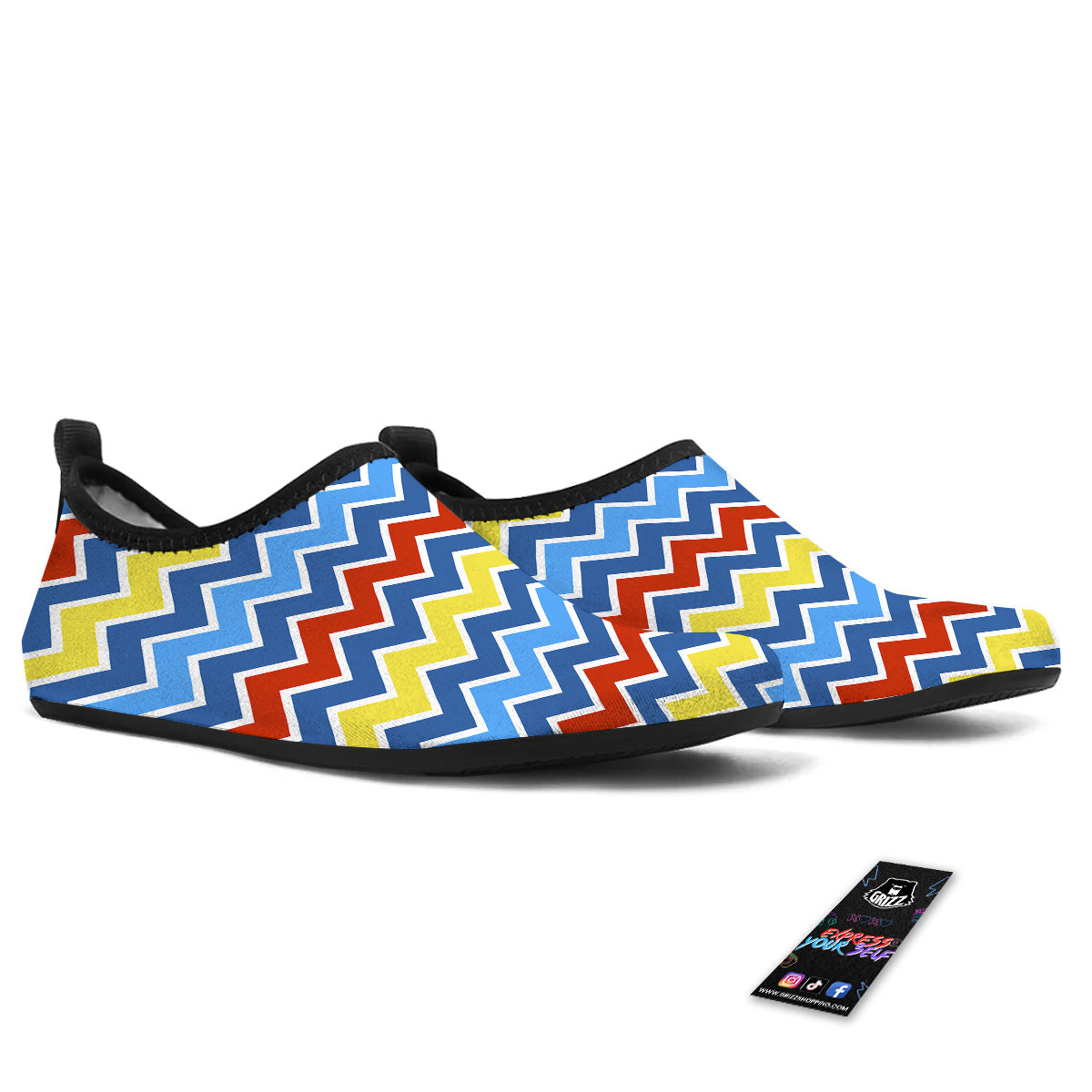 Zigzag Autism Awareness Color Print Pattern Water Shoes-grizzshop