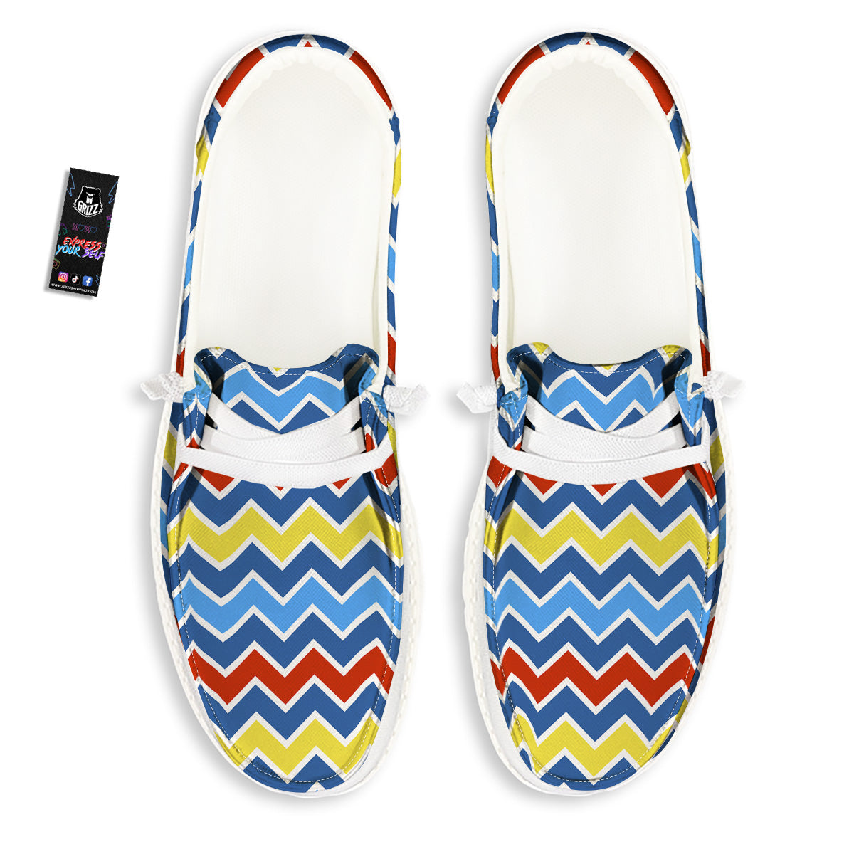 Zigzag Autism Awareness Color Print Pattern White Loafers-grizzshop