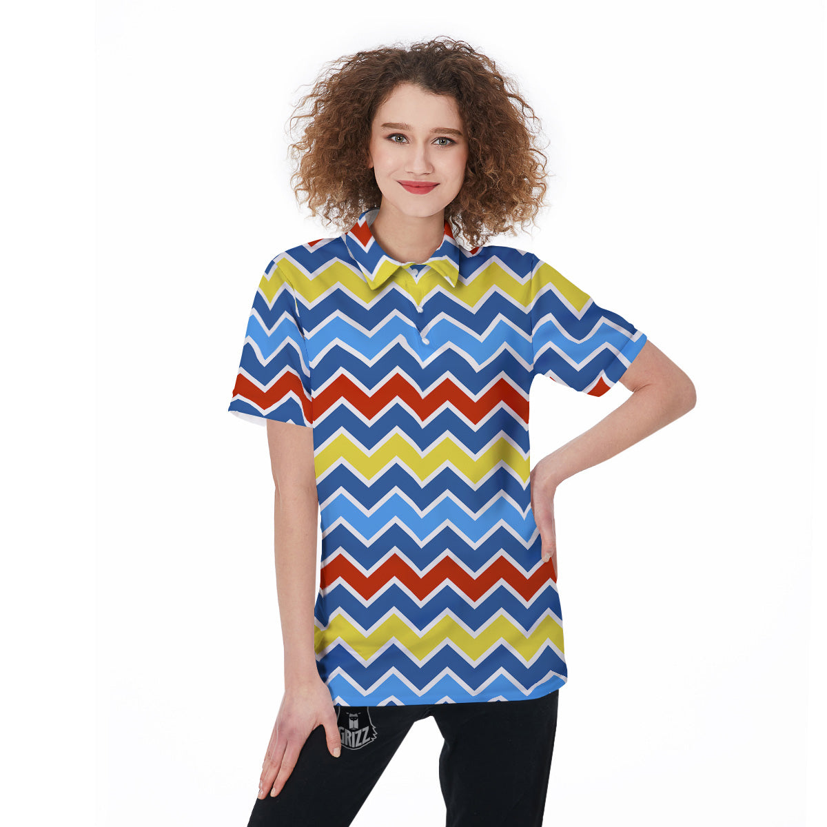Zigzag Autism Awareness Color Print Pattern Women's Golf Shirts-grizzshop