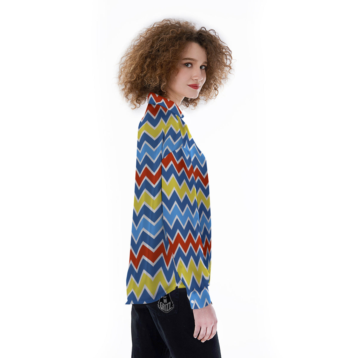 Zigzag Autism Awareness Color Print Pattern Women's Long Sleeve Shirts-grizzshop
