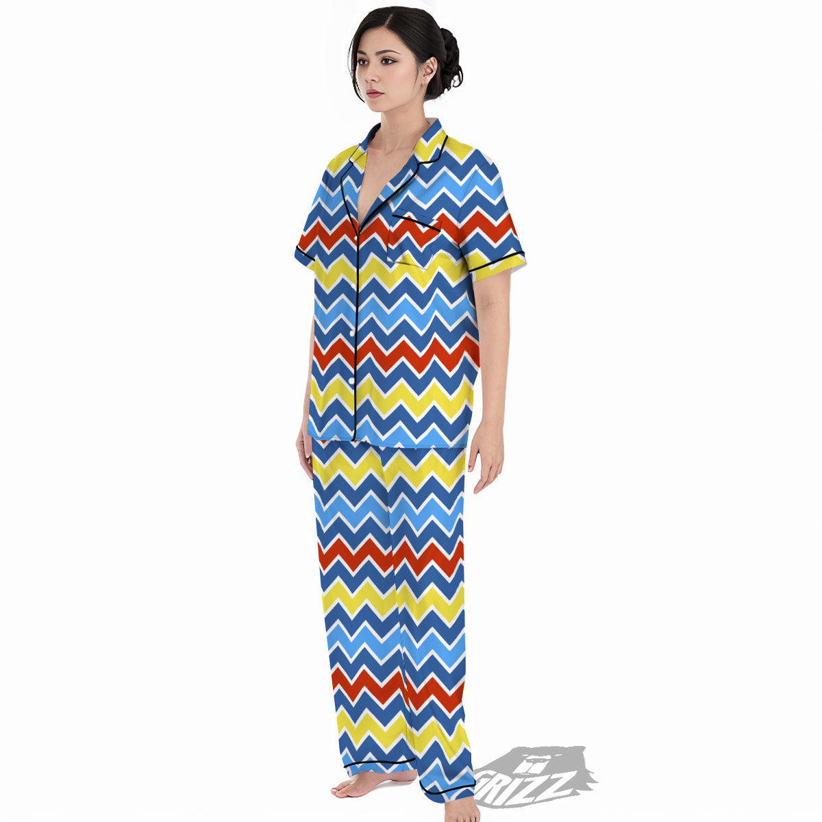 Zigzag Autism Awareness Color Print Pattern Women's Pajamas Set-grizzshop