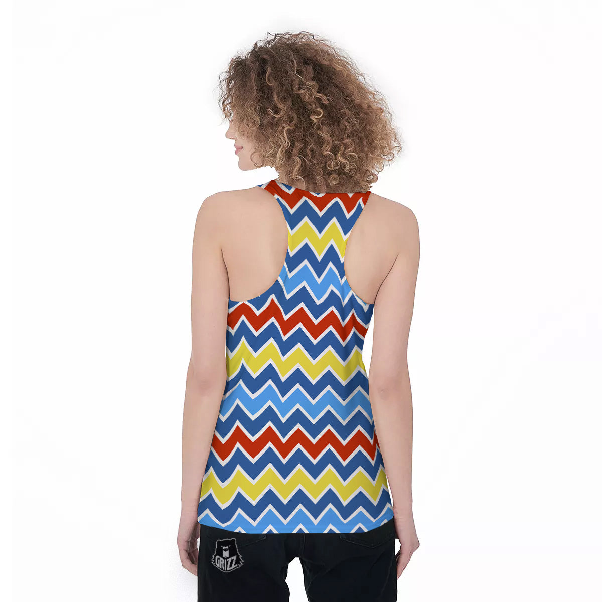 Zigzag Autism Awareness Color Print Pattern Women's Racerback Tank Top-grizzshop