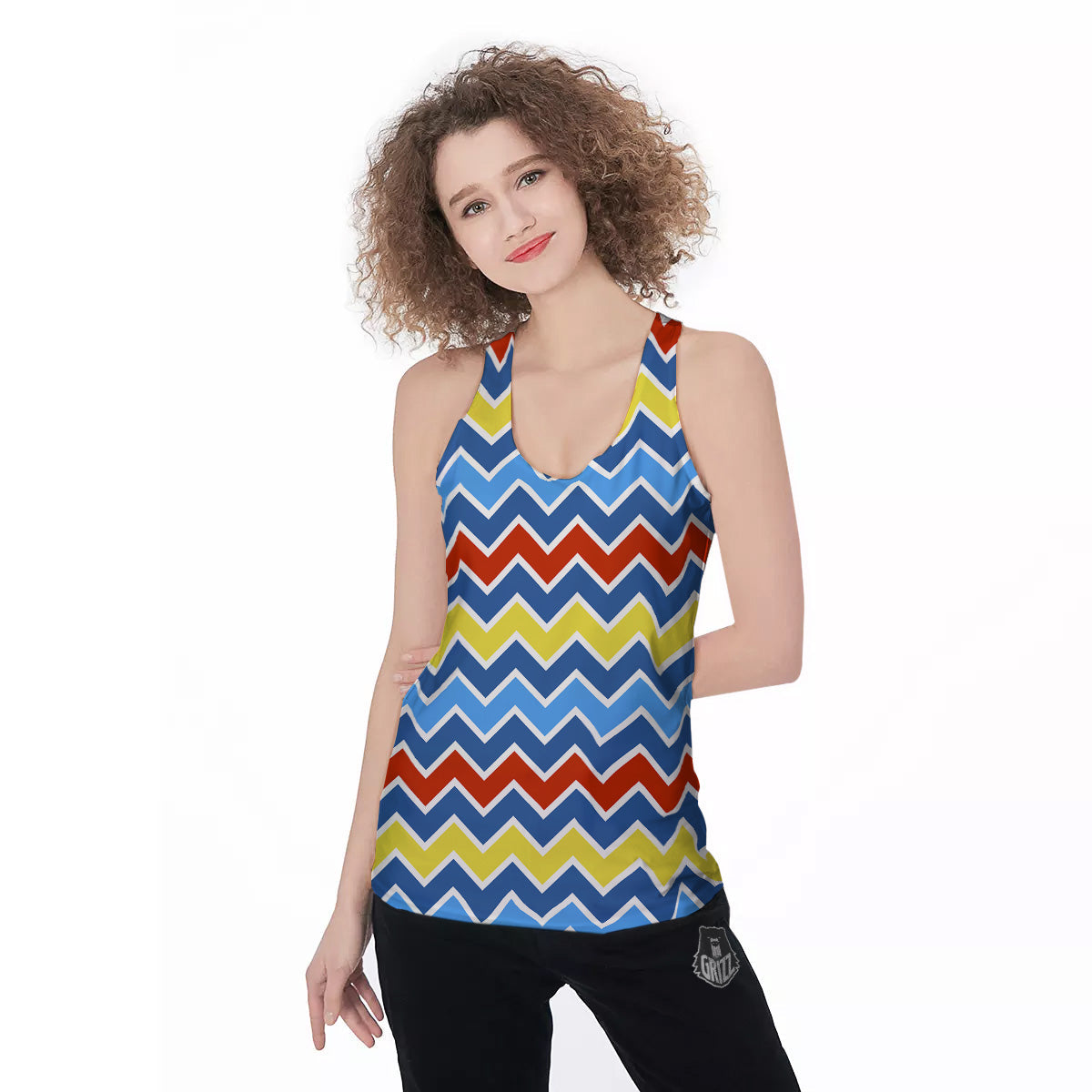 Zigzag Autism Awareness Color Print Pattern Women's Racerback Tank Top-grizzshop
