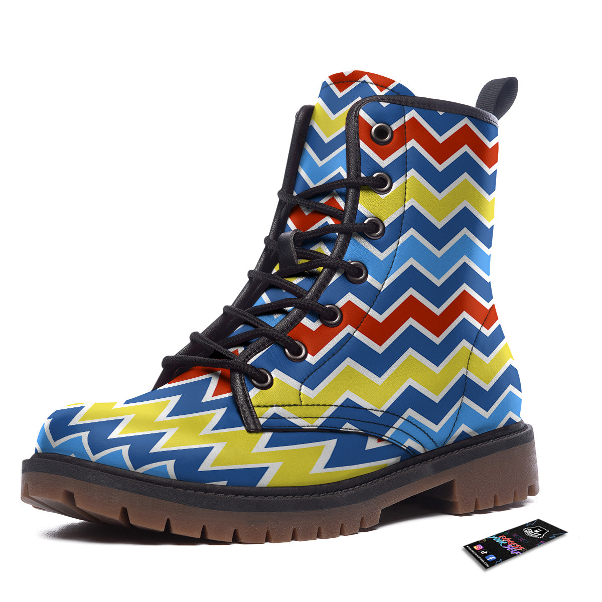 Zigzag Autism Awareness Color Print Pattern Work Boots-grizzshop