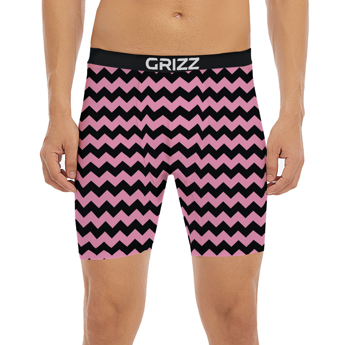 Zigzag Black And Pink Print Pattern Boxer Briefs-grizzshop