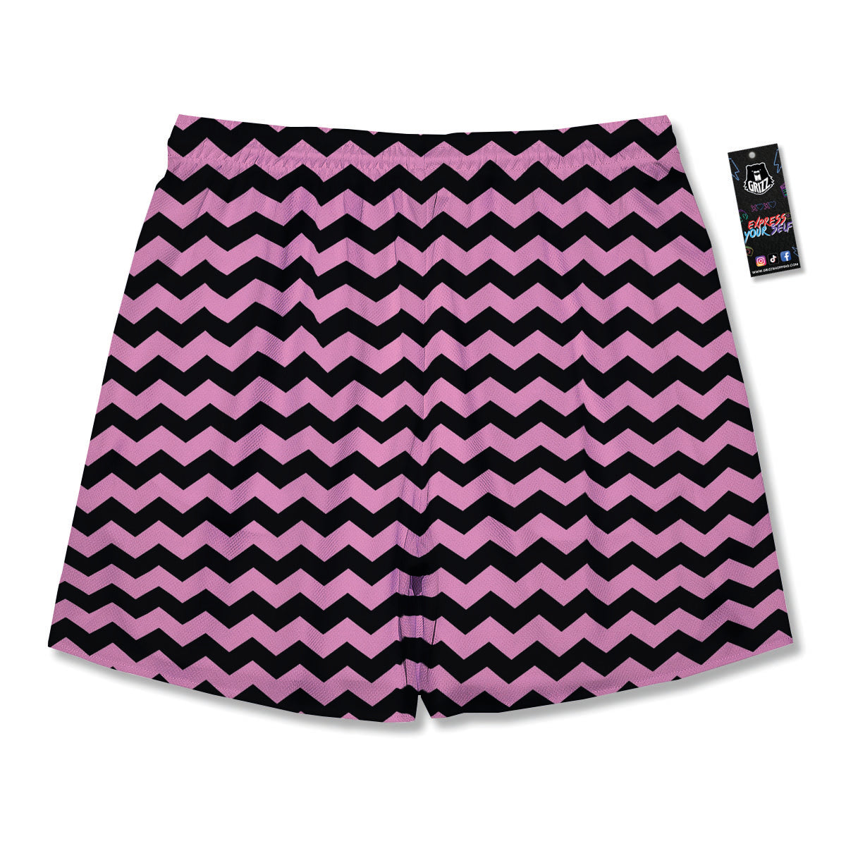 Zigzag Black And Pink Print Pattern Men's Running Shorts-grizzshop