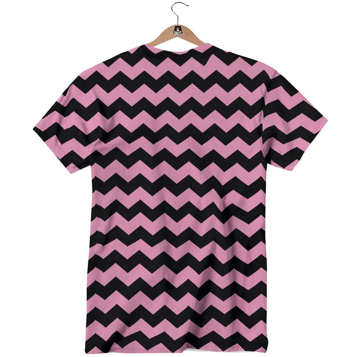 Zigzag Black And Pink Print Pattern T-Shirt-grizzshop