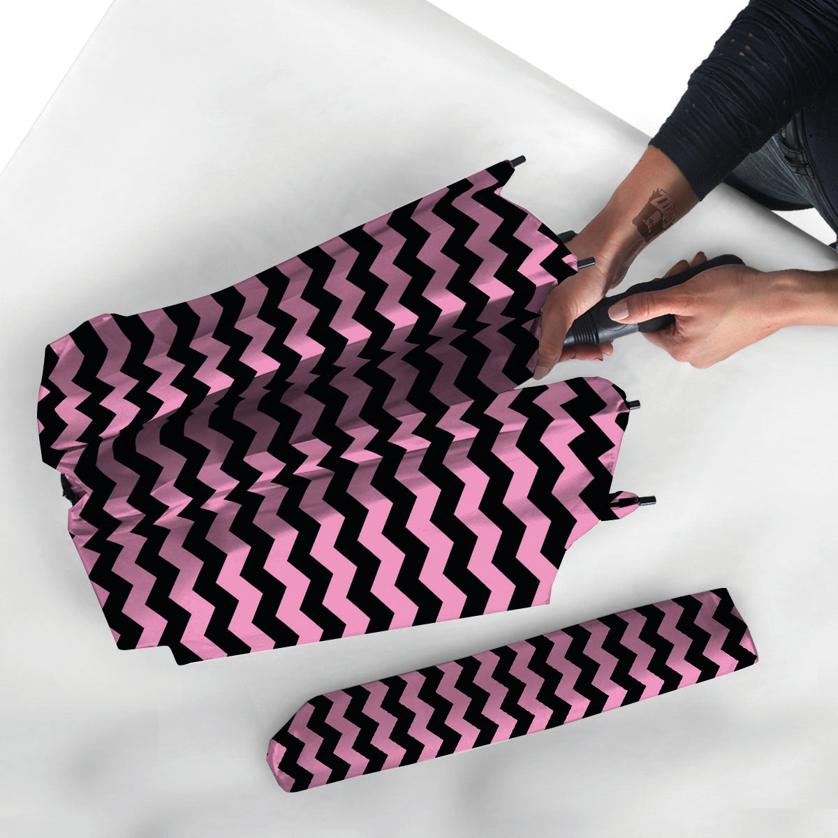 Zigzag Black And Pink Print Pattern Umbrella-grizzshop