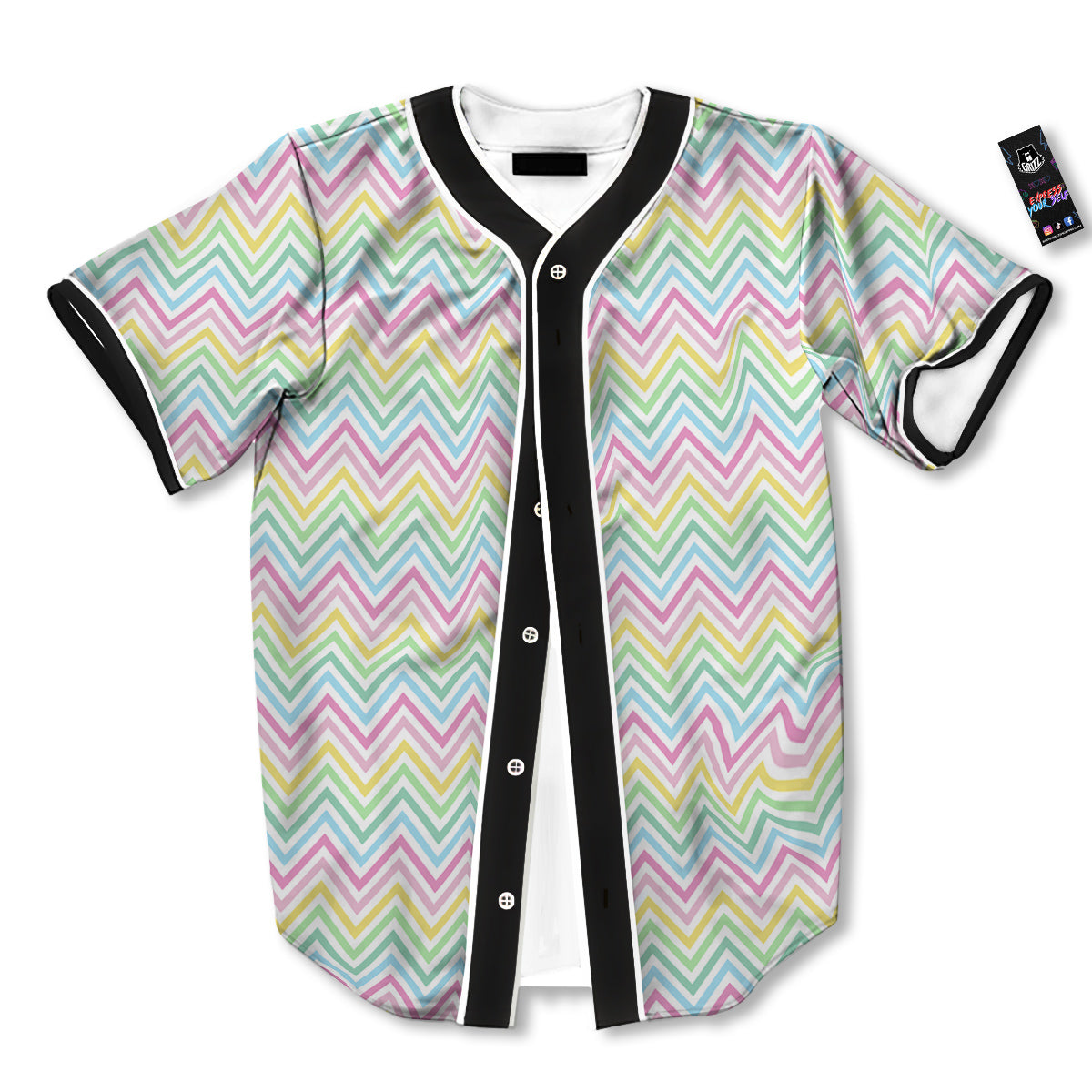 Zigzag Colorful Print Pattern Baseball Jersey-grizzshop