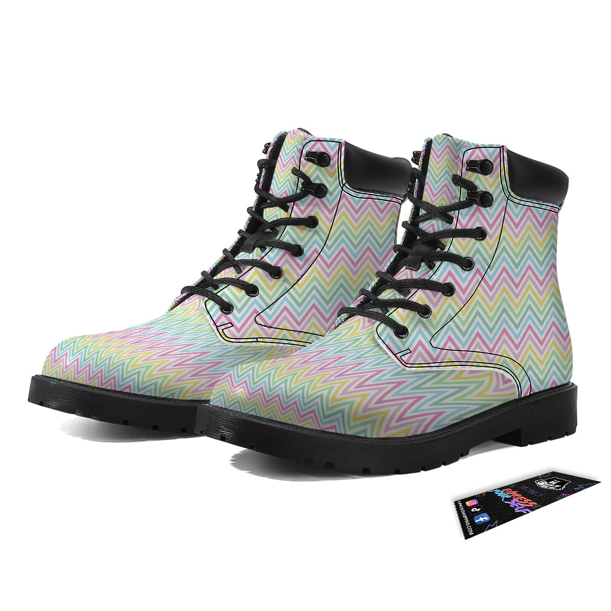 Zigzag Colorful Print Pattern Boots-grizzshop