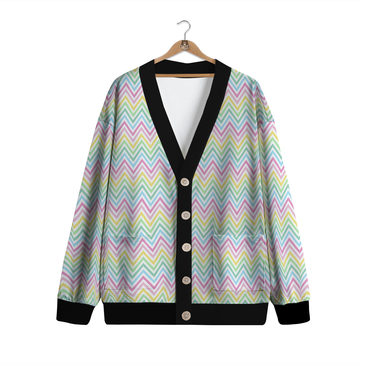 Zigzag Colorful Print Pattern Cardigan-grizzshop