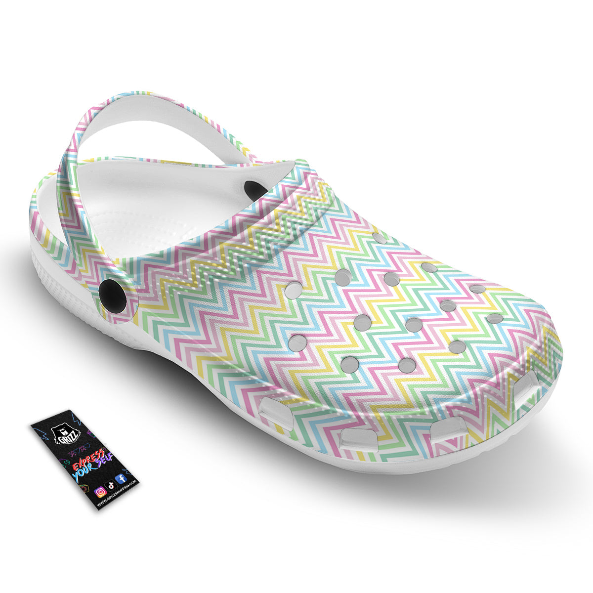 Zigzag Colorful Print Pattern Clog-grizzshop