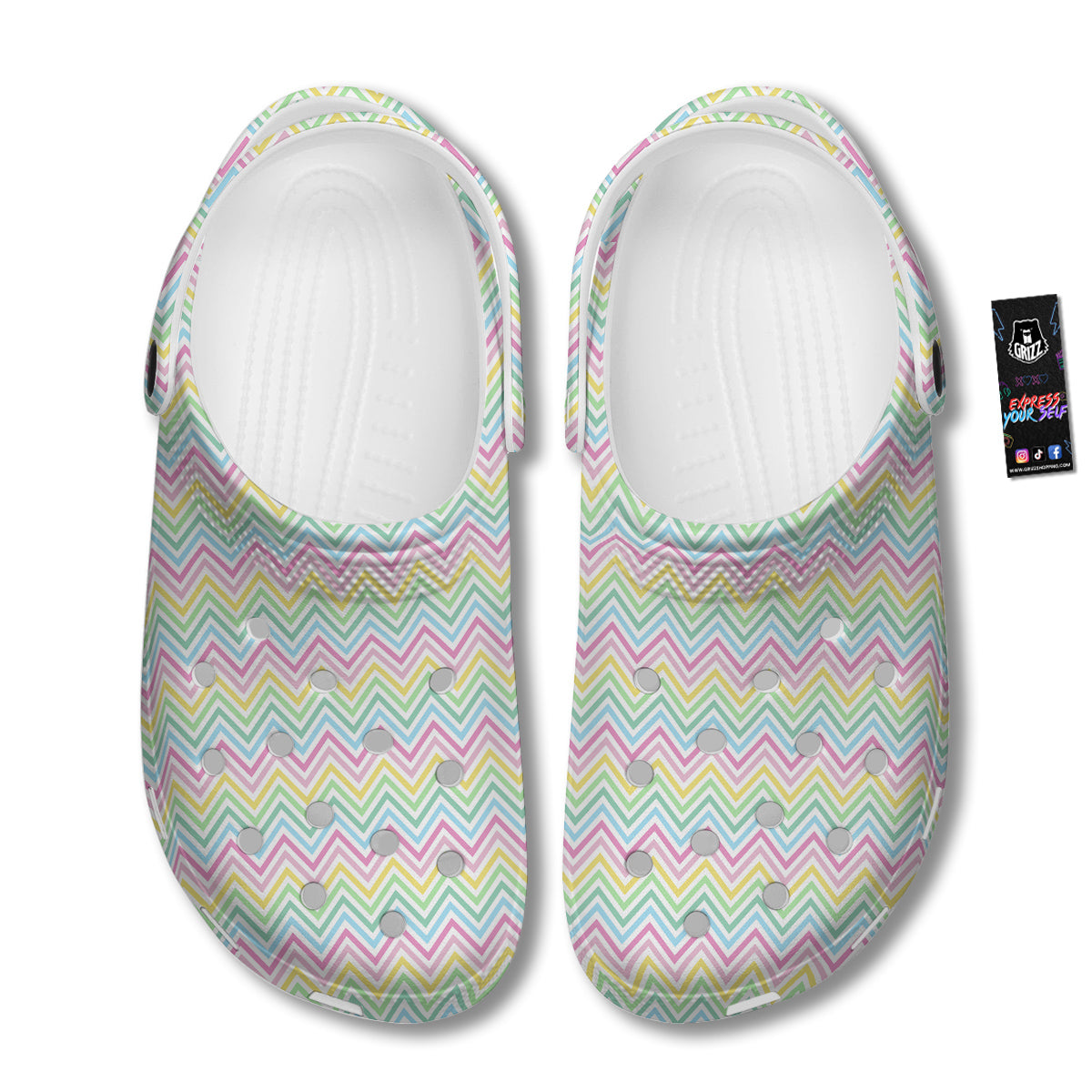 Zigzag Colorful Print Pattern Clog-grizzshop