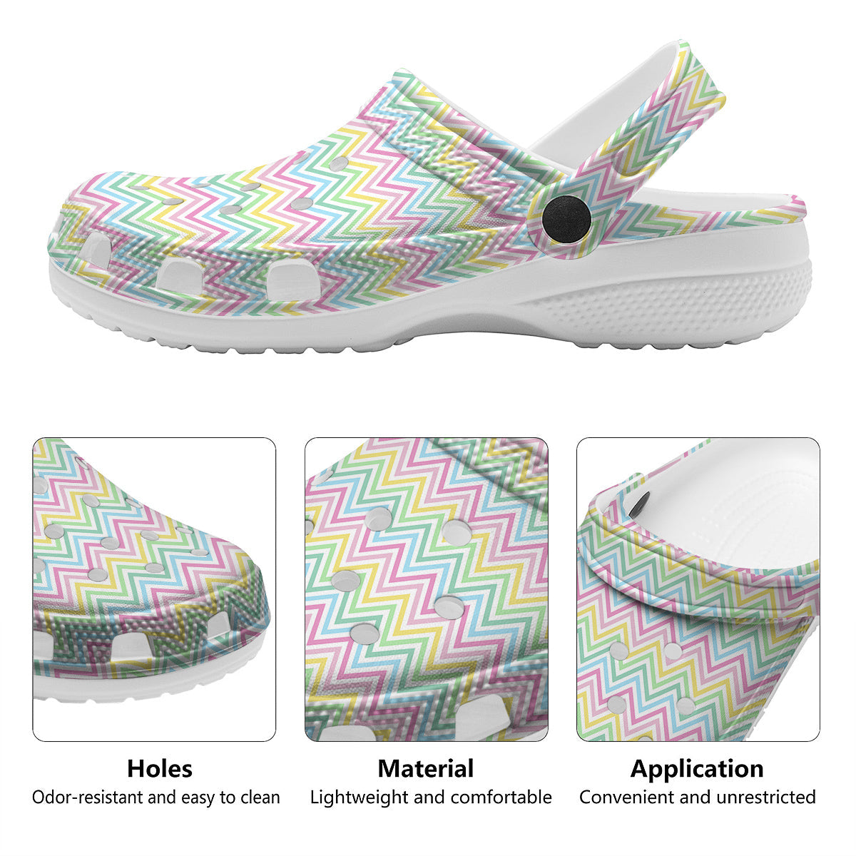Zigzag Colorful Print Pattern Clog-grizzshop