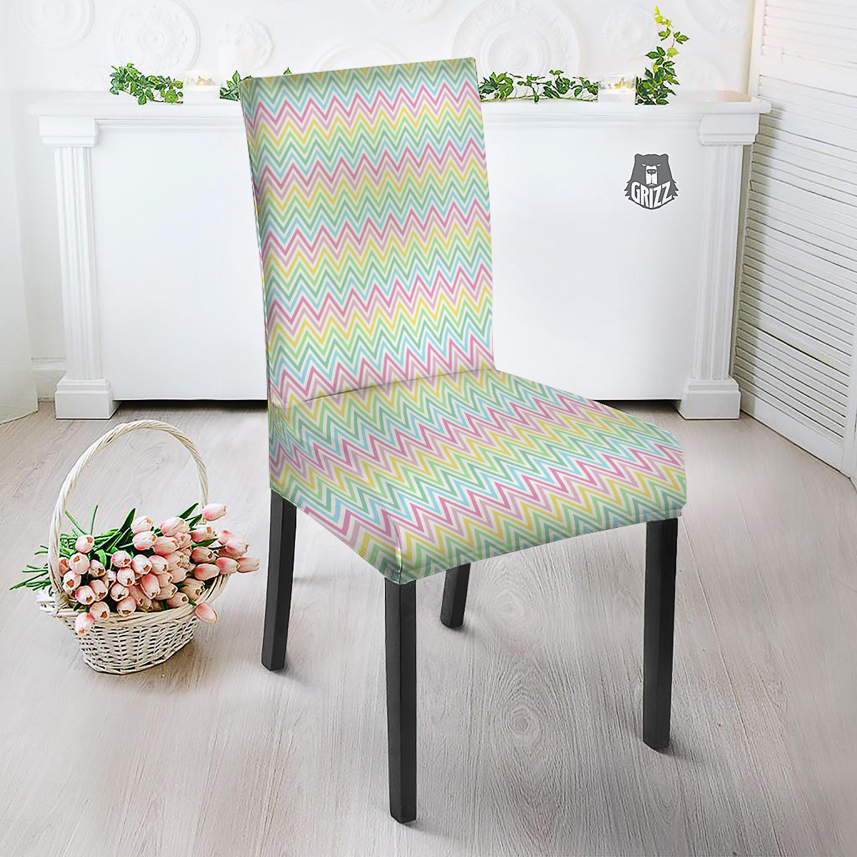 Zigzag Colorful Print Pattern Dining Chair Slipcover-grizzshop
