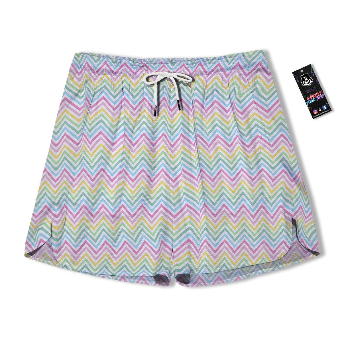 Zigzag Colorful Print Pattern Men's Running Shorts-grizzshop