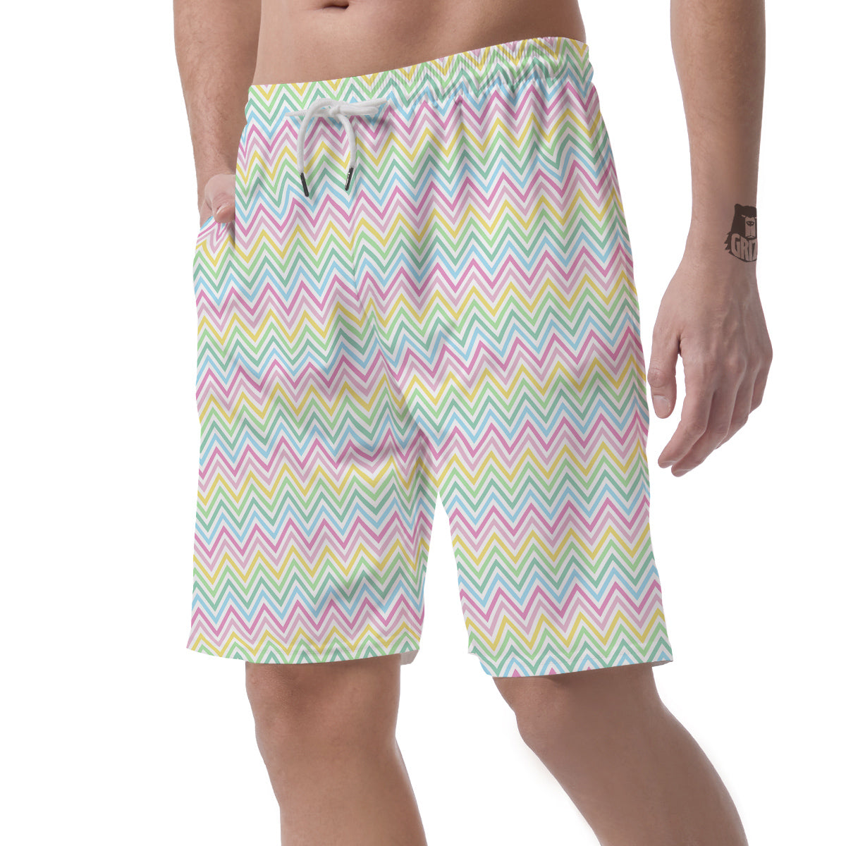 Zigzag Colorful Print Pattern Men's Shorts-grizzshop